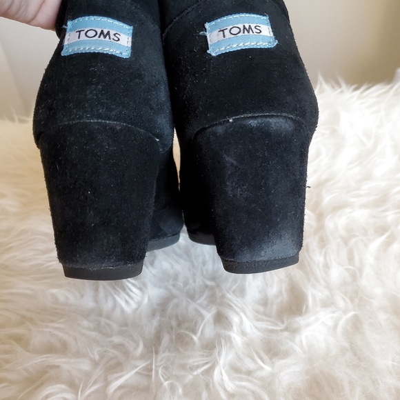 Toms Black Heeled Wedges Booties Size 7.5 - Picture 4 of 7